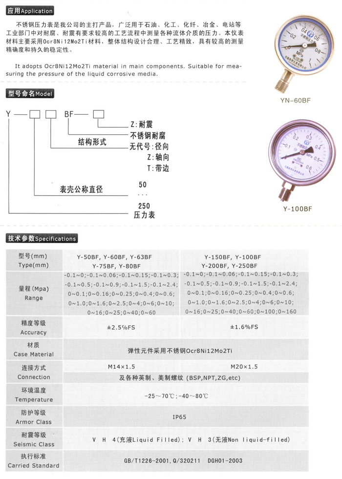 不锈钢压力表